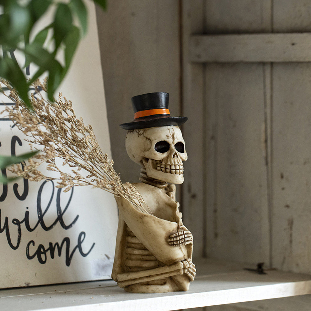 Halloween Skull Statue Pen and makeup Holder Desk Decoration for men and women