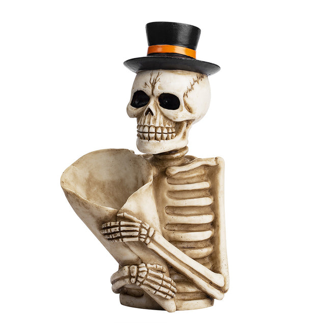 Halloween Skull Statue Pen and makeup Holder Desk Decoration for men and women