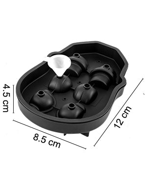 Ice Cube Maker Black Silicone 4/6 3D Skull Shape For Ice Chocolate