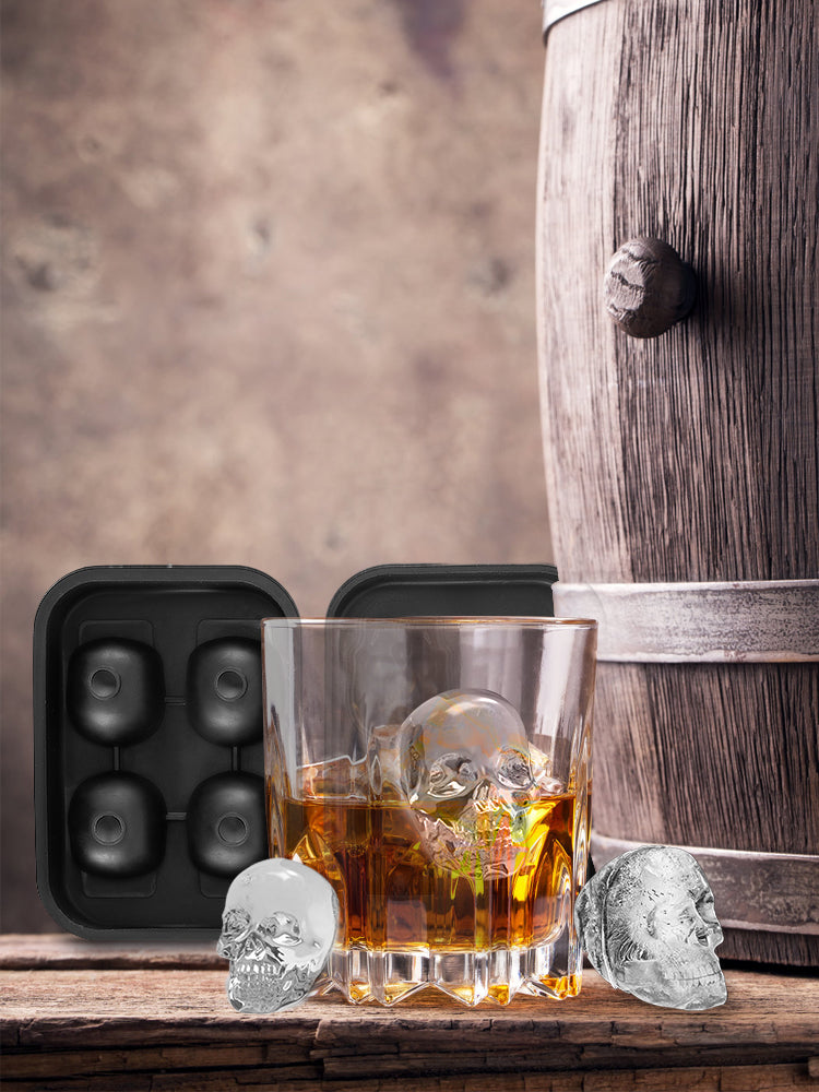 Ice Cube Maker Black Silicone 4/6 3D Skull Shape For Ice Chocolate