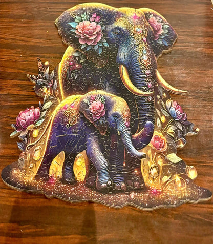Elephant Wooden Puzzle Unique Shaped Pieces