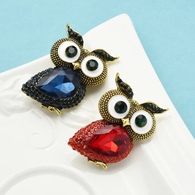 Owl Crystal Big Eyes Brooches