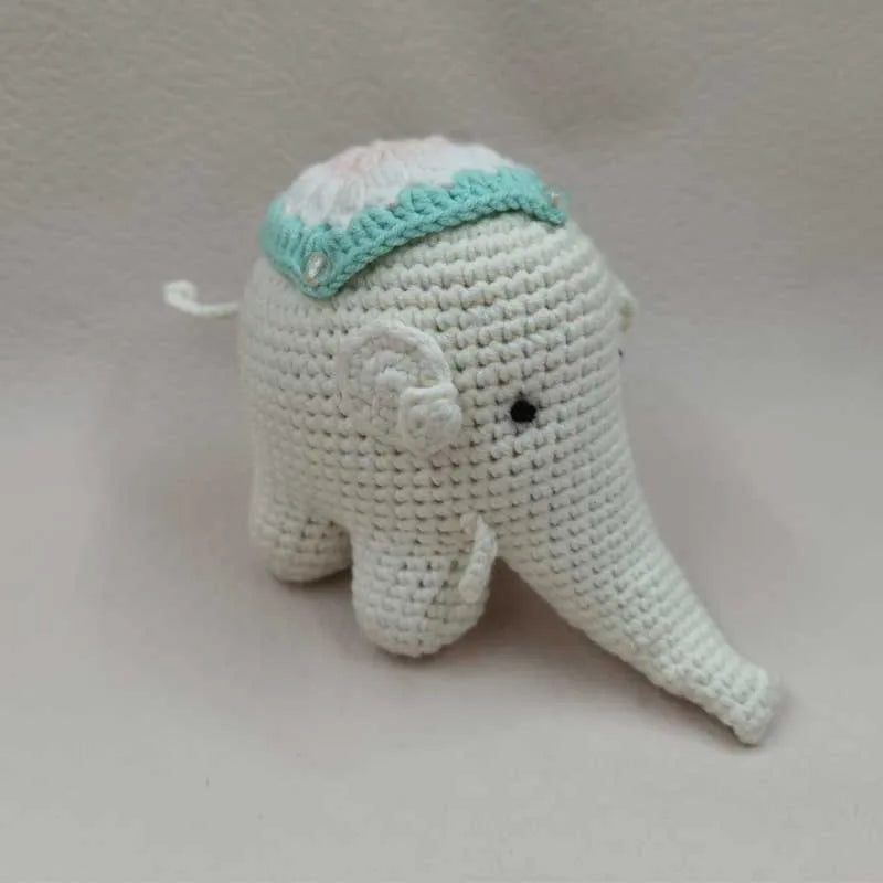 Elephant Stuffed Toy Knitted Rattle Crochet Wool