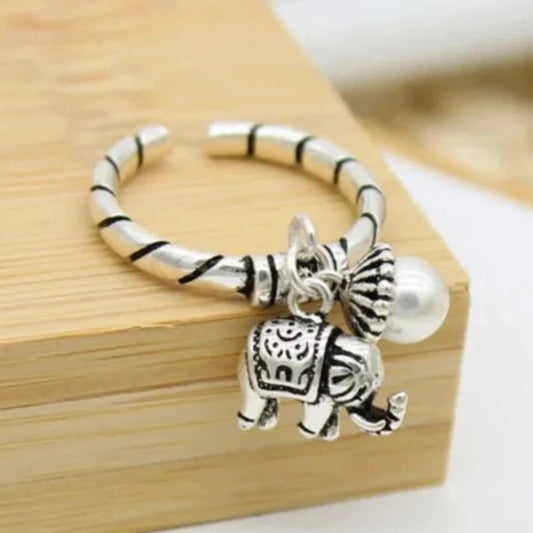 Elephant Rings Silver Color Tassel