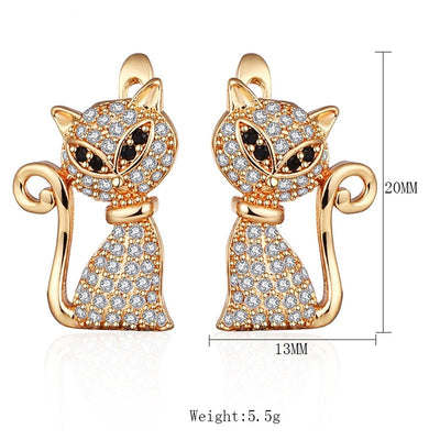 Cat Shape Cubic Stud Earrings