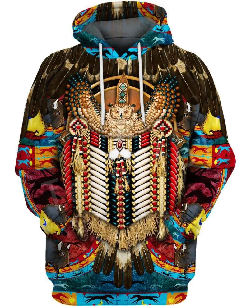 Native Colorful Print Hoodie Zip/ Sweater