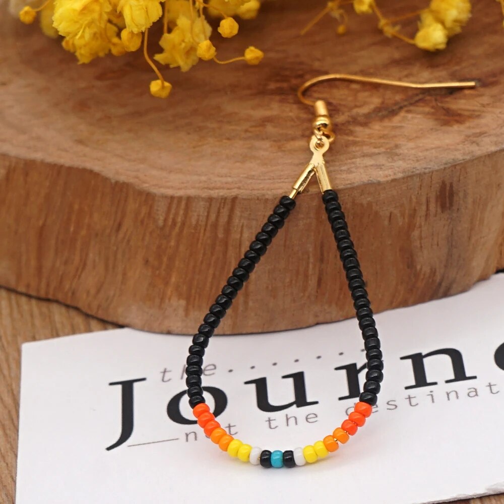 Native Water Drop Beads Dangle Earrings