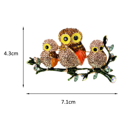 Owls Multicolor Rhinestone Brooches