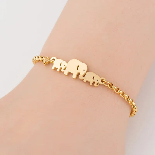 Elephant Stainless Steel Bracelet Gold Color