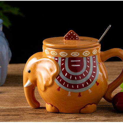 Elephant Ceramic Mug Embossed Cup