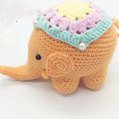 Elephant Stuffed Toy Knitted Rattle Crochet Wool