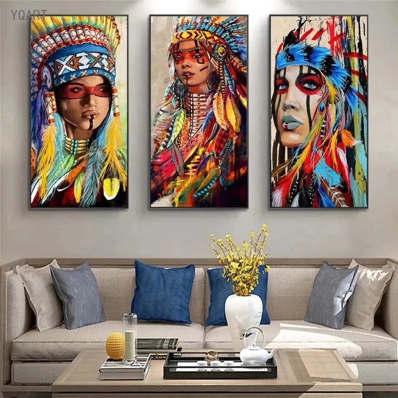 Native Colorful Canvas Art Wall Paintings