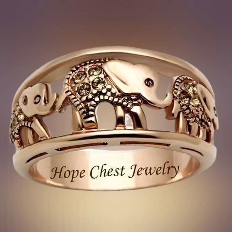 Elephant Golden Ring Retro