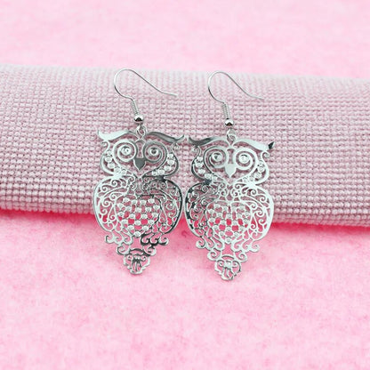 Owl Rose Gold Color Drop Earrings