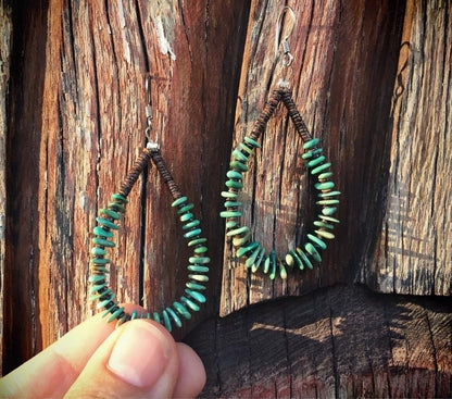 Native Turquoise Hoop Earrings Indian Boho Hippie