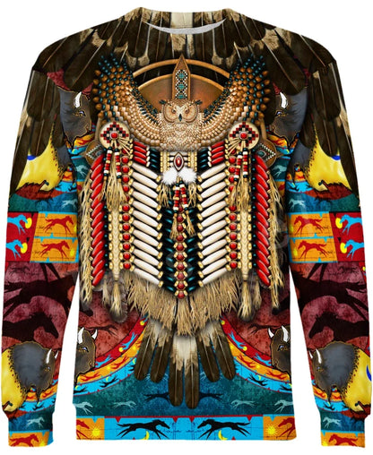 Native Colorful Print Hoodie Zip/ Sweater