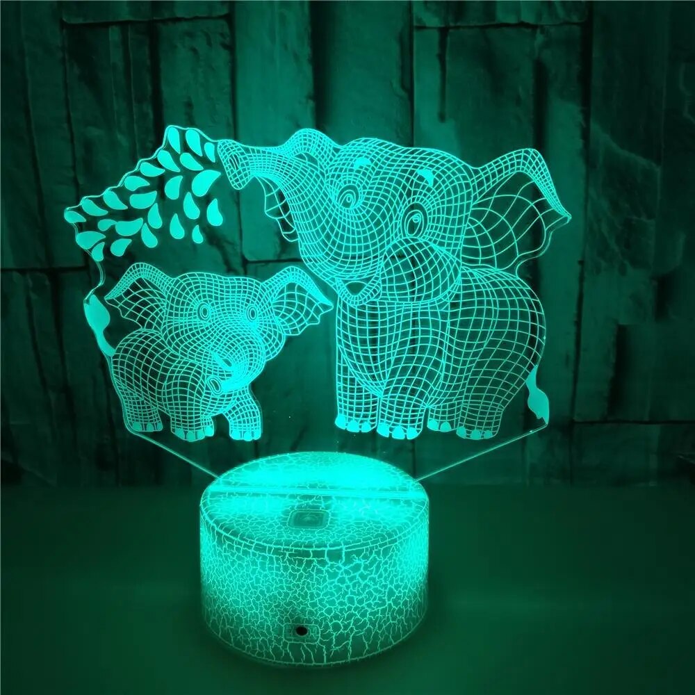 Elephant 3D Night Light Pattern 16 Color Remote