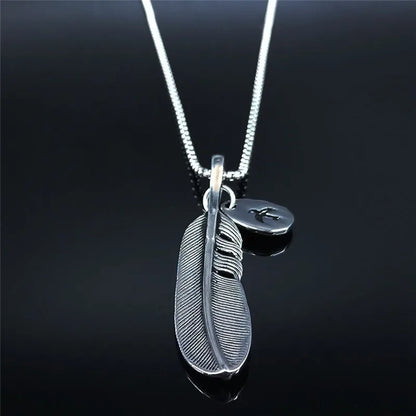 Native Eagle Feathers Stainless Steel Necklaces Silver Color