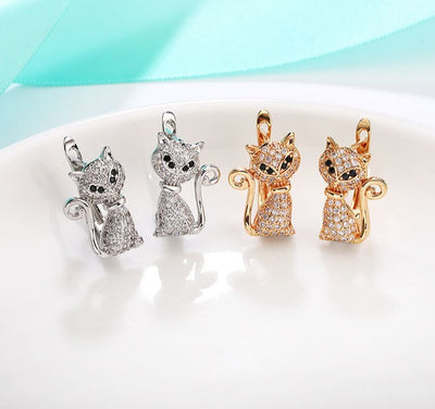 Cat Shape Cubic Stud Earrings