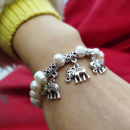 Elephant Silver 925 Freshwater Pearl Bracelet