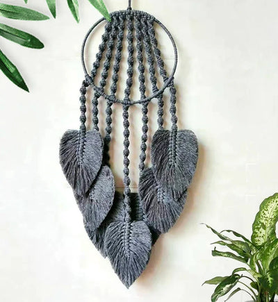 Native Leaf Macrame Hoop Dream Catcher Wall Hanging