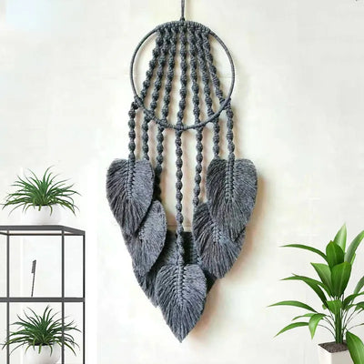 Native Leaf Macrame Hoop Dream Catcher Wall Hanging