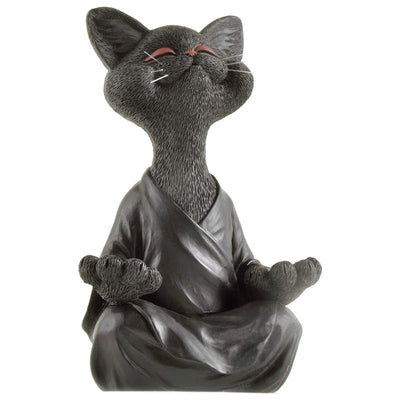 Cat Figurine Meditation Yoga Happy Cat Decor Home