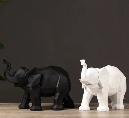 Elephant Black And White Statue