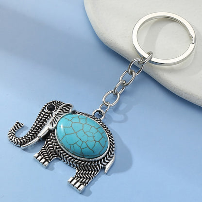 Keychain Elephant With Turquoise