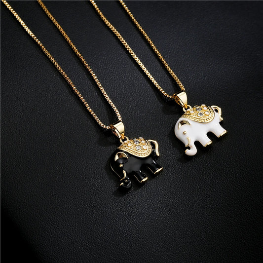 Elephant Pendant Necklace Gold Color