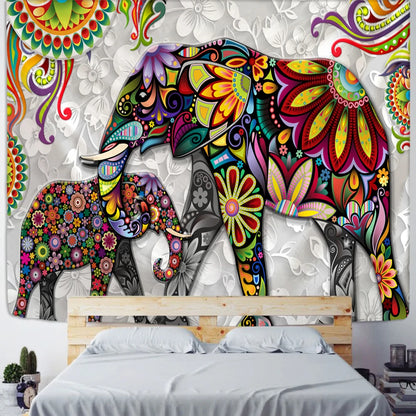 Elephant Printing Tapestry Wall Hanging Bohemian