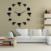 Elephant Wall Clock Large Acrylic Mirror Sticker