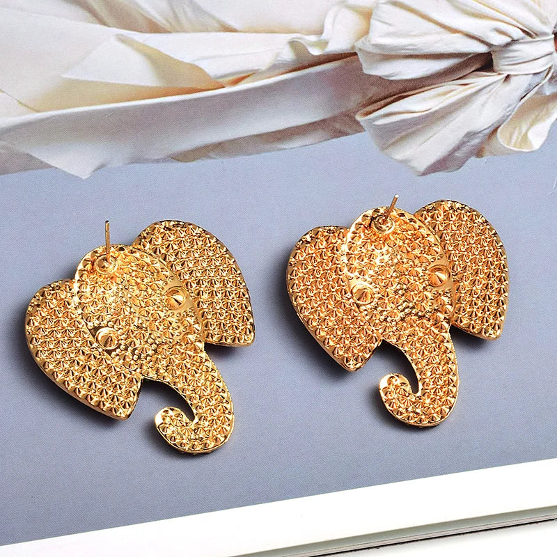 Elephant Colorful Crystal Metal Drop Earrings