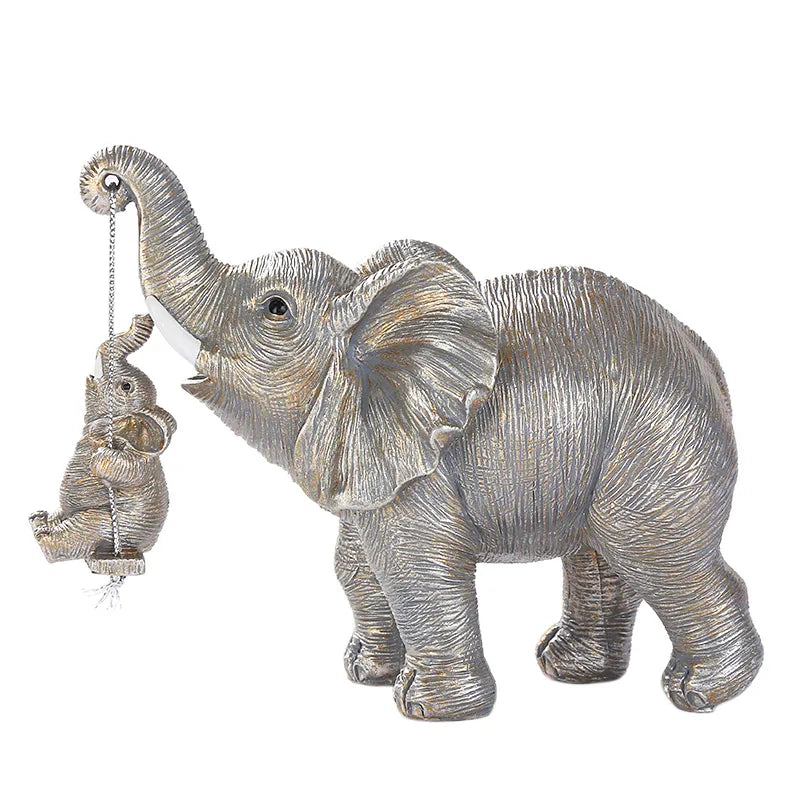 Elephant Father And Baby Resin Figurine