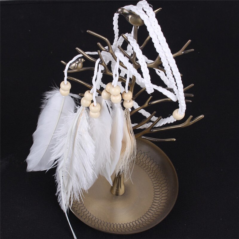 Native White Feather Hair Rope Headband