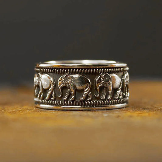 Elephant Ring Silver Color