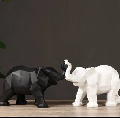 Elephant Black And White Statue