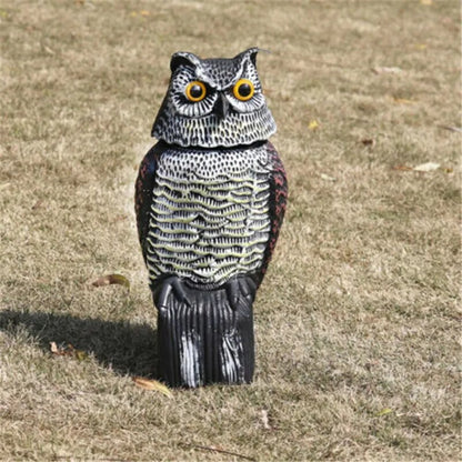 Owl Statue Scare Bird Rotating Head Sound Protection