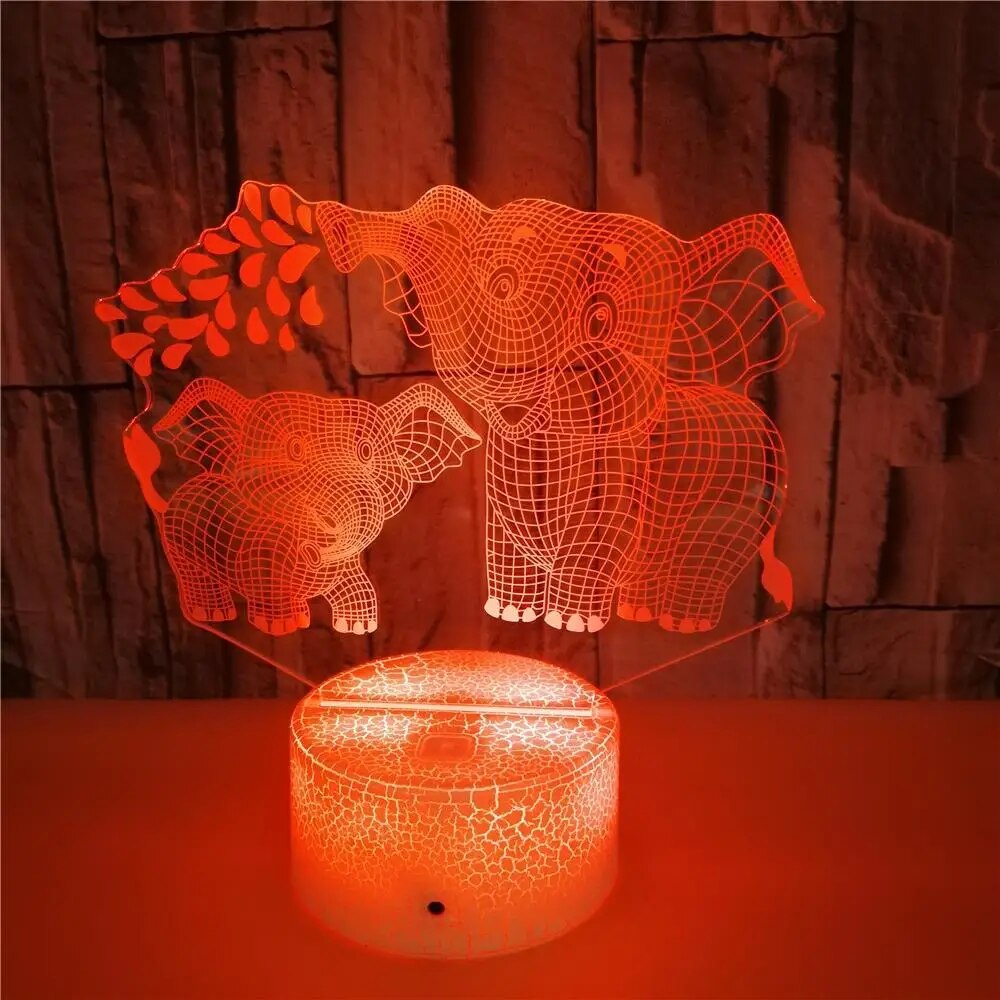 Elephant 3D Night Light Pattern 16 Color Remote