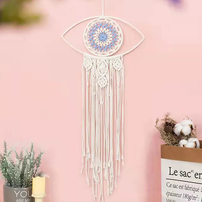 Native Macrame Dream Catcher With Leaf Wall Hanging