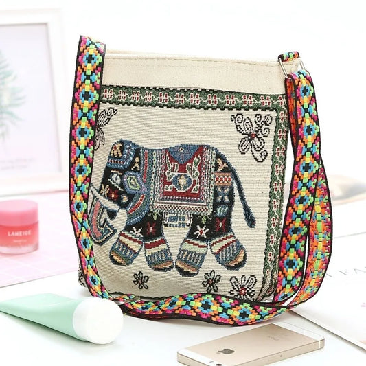 Elephant Embroidery Small Square Bag Shoulder Bag