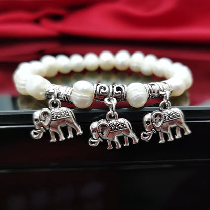 Elephant Silver 925 Freshwater Pearl Bracelet