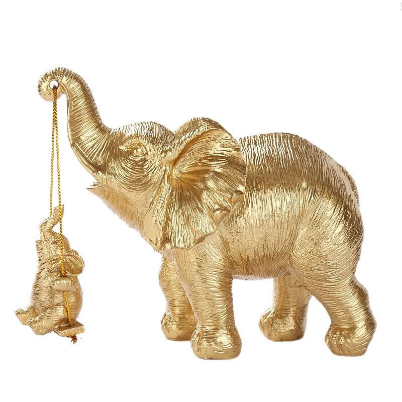 Elephant Father And Baby Resin Figurine