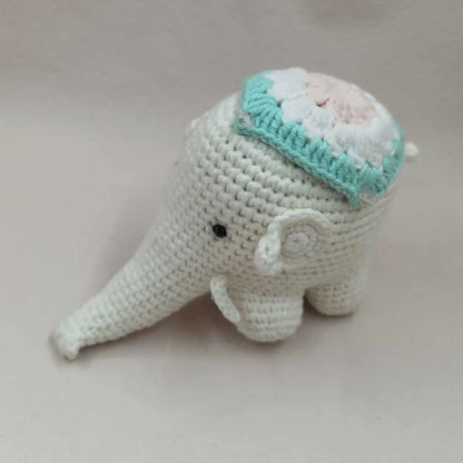 Elephant Stuffed Toy Knitted Rattle Crochet Wool