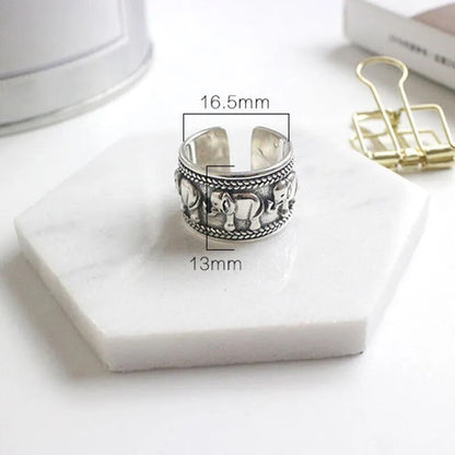 Elephant Silver Color Open Rings