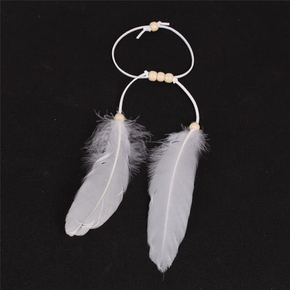 Native White Feather Hair Rope Headband