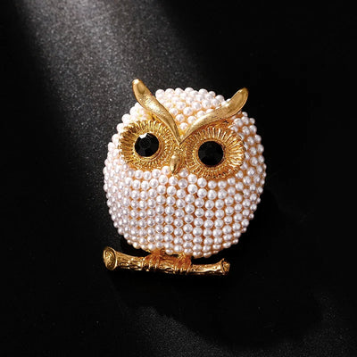 Owl Pearl Brooch  Scarf Clip Collar