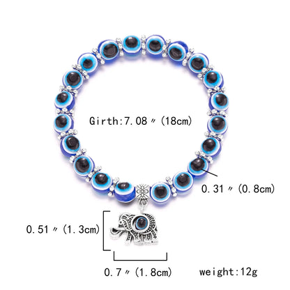 Elephant Blue Evil Eye Resin Bracelets
