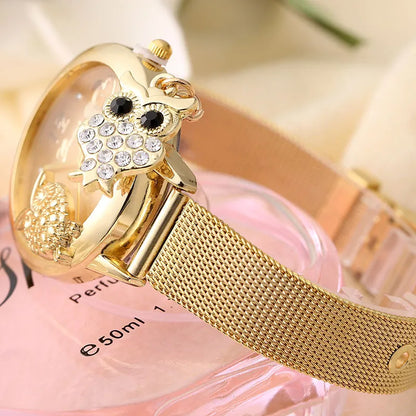 Owl Watches Gold Mesh Band