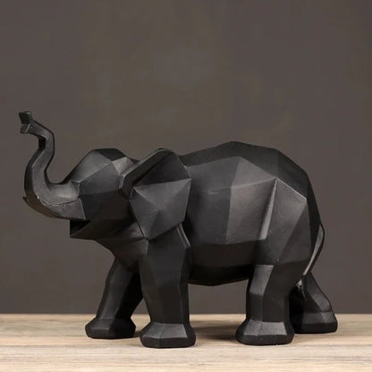 Elephant Black And White Statue